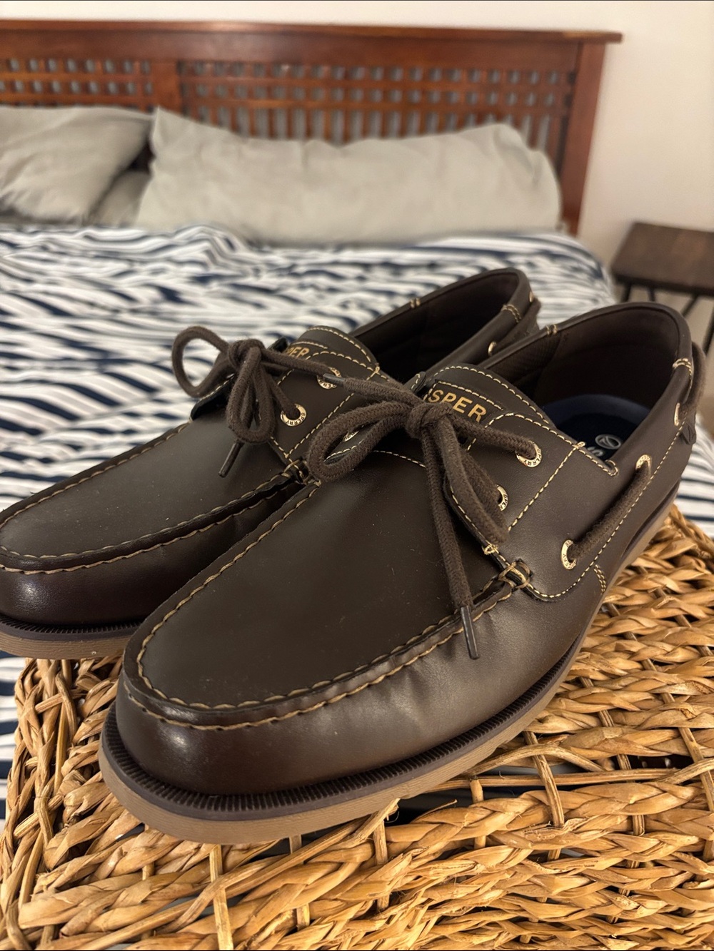 Sperry Men’s Dark Brown Leather Lace-Up Boat Shoes